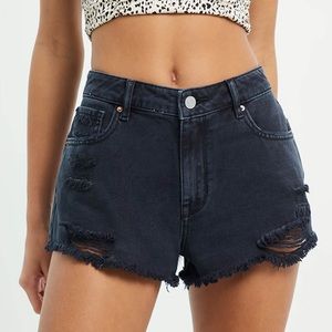 PacSun Ripped Black High Waisted Denim Festival Shorts